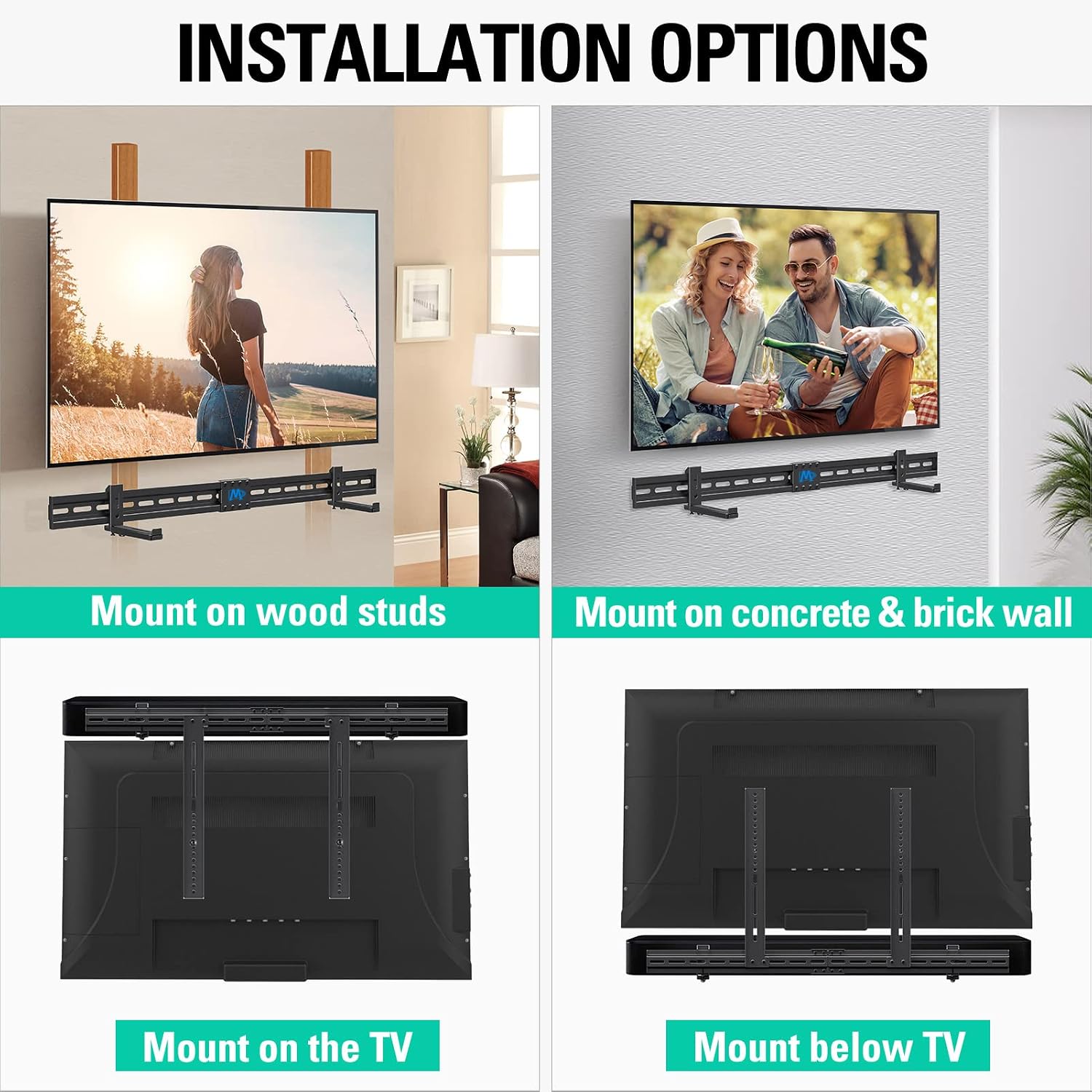 Detalle de Mounting Dream MD5425 Soundbar Mount TV Bracket (Up to 20 LBS, Adjustable Base 3.4"–6.1")