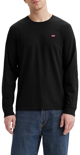 Detalle de Levi's Long-Sleeve Original Housemark Tee, camiseta de manga larga para hombre, negra, talla L