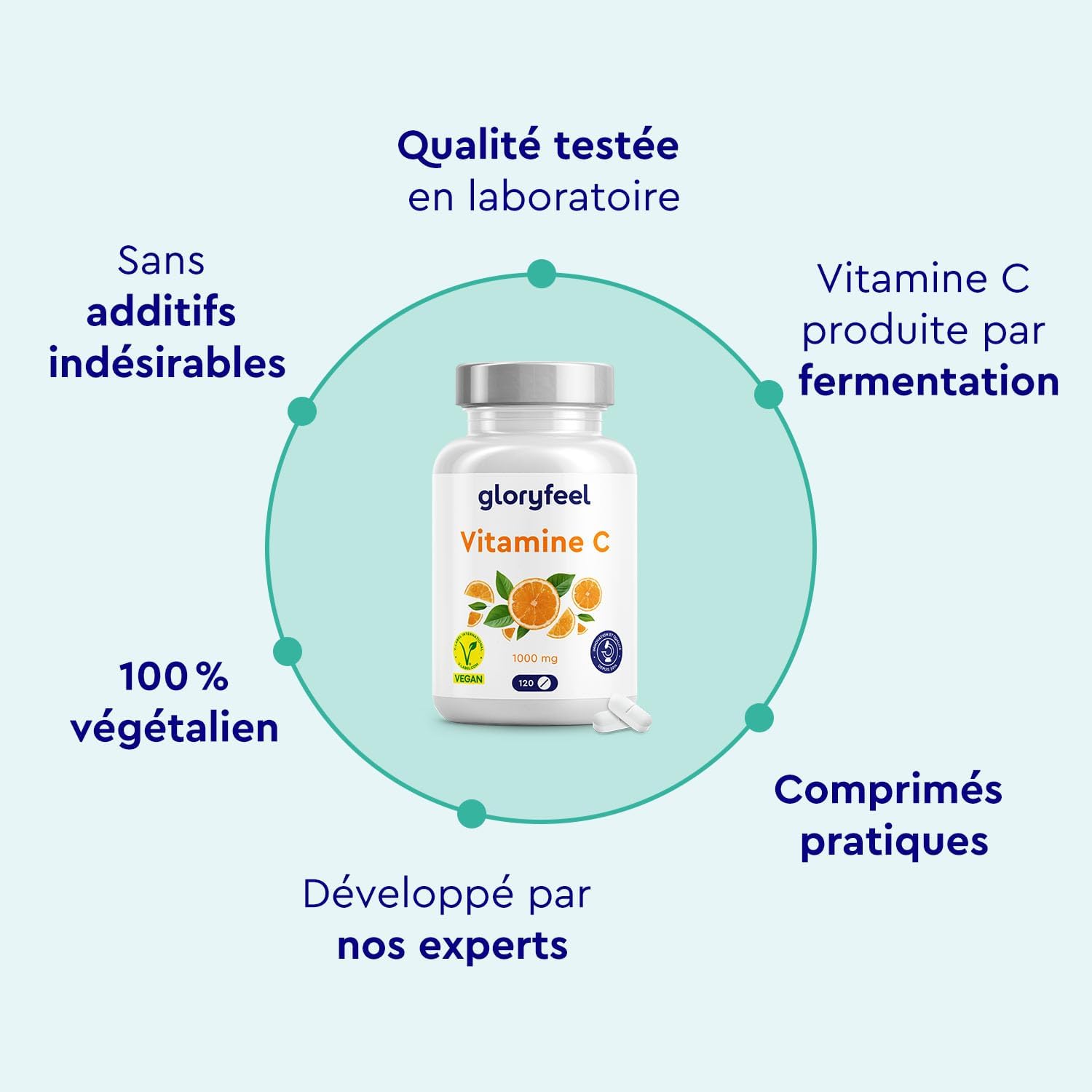 Thumbnail 4 de Vitamine C 1000 mg en comprimés (120 comprimés) — acide ascorbique pur, cure de 4 mois