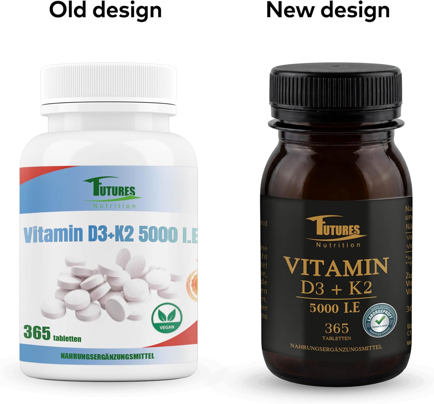 Detalle de FUTURES NUTRITION Vitamin D3 K2 5000 I.E (vegan) – hochdosiert, nur 1 Tablette alle 5 Tage, 365 Tabletten