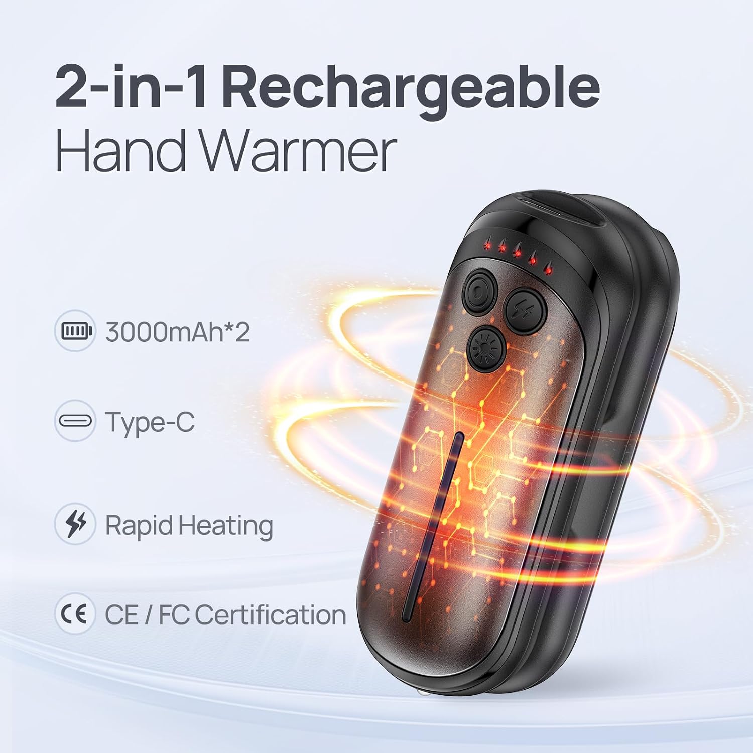 Thumbnail 2 de DeeKom 806 Rechargeable Hand Warmers, 2-Pack with 5 Heat Levels