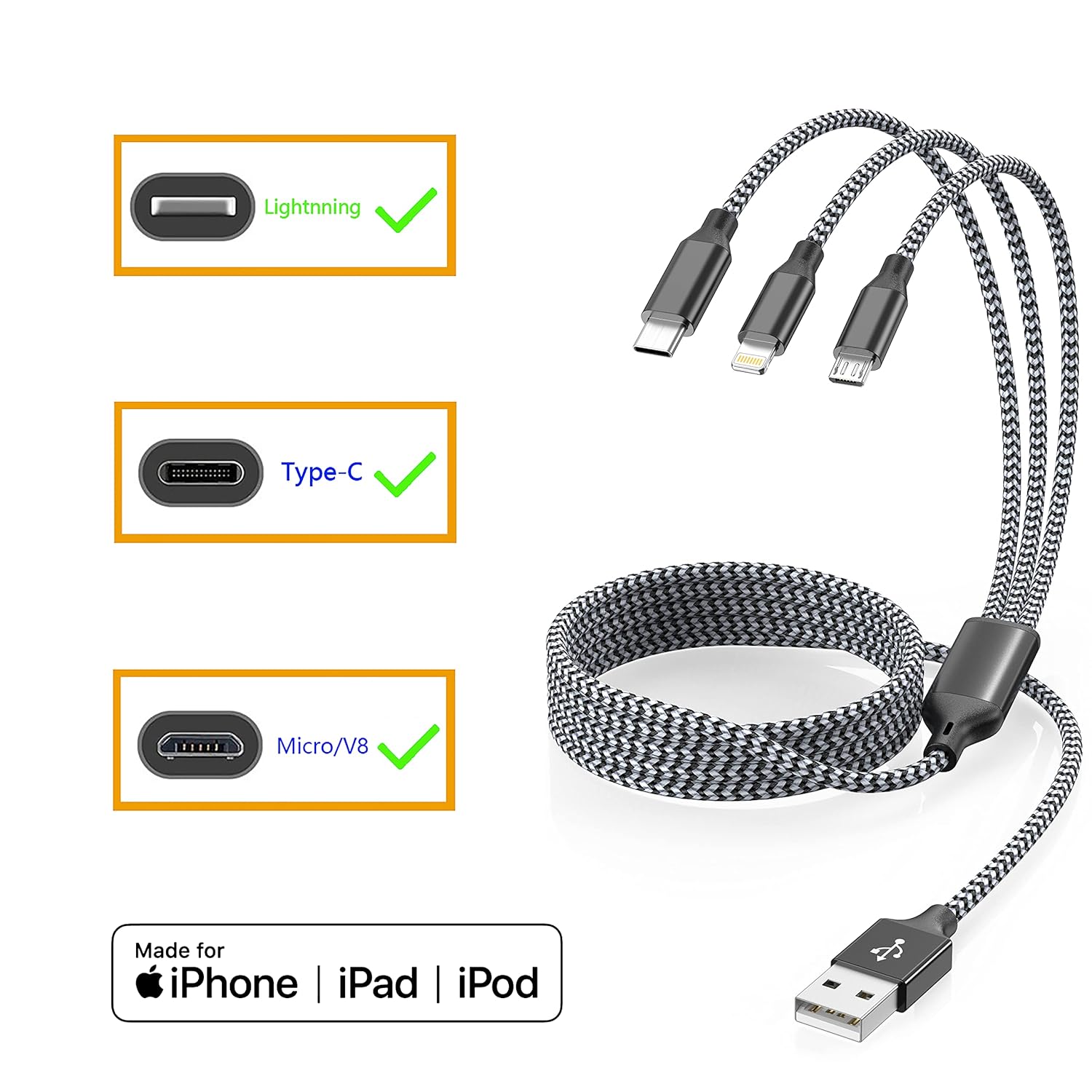 Thumbnail 6 de Xnewcable 3-in-1 Multi Charging Cable 4ft, 2-Pack