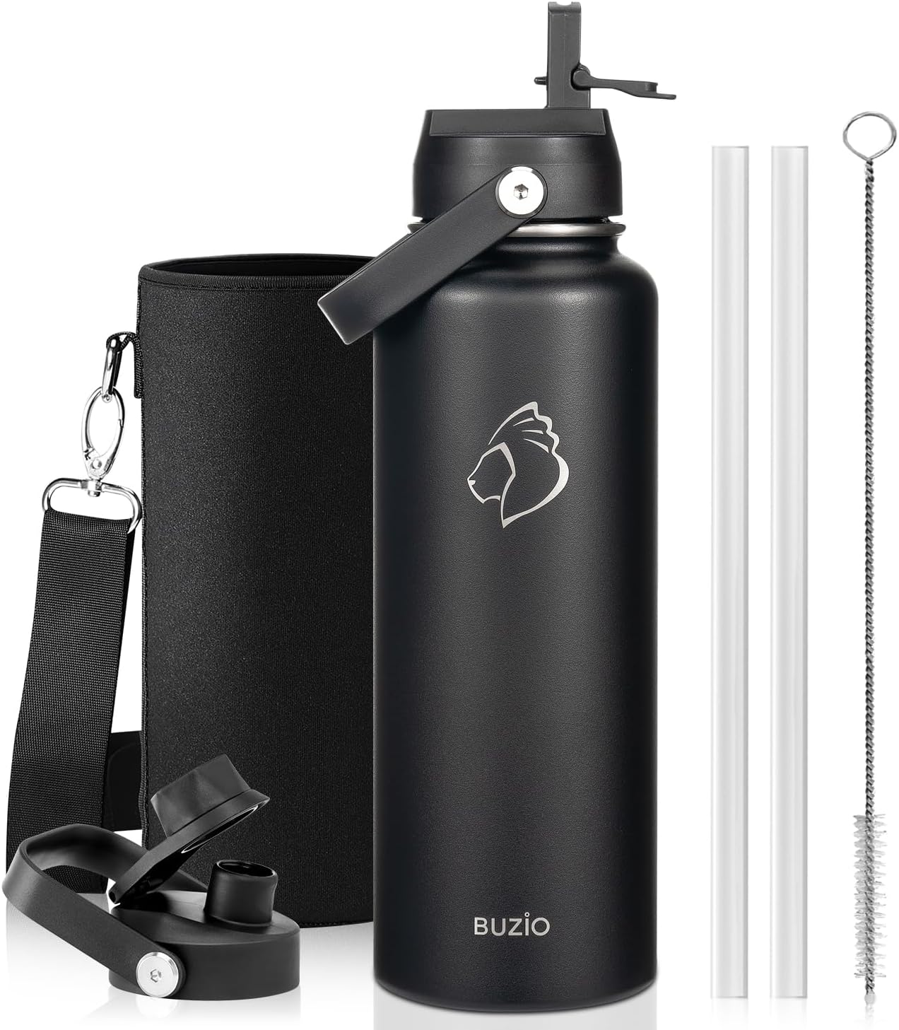 Detalle de BUZIO Stainless Steel Water Bottle with Straw 1180 ml