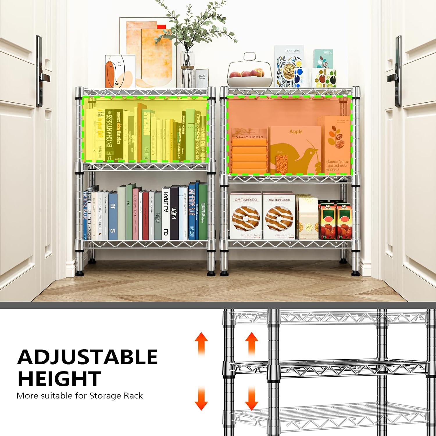 Detalle 2 de M MZG A305572AH301-EU 3-Tier Chrome Wire Shelving Unit with Shelf Liners