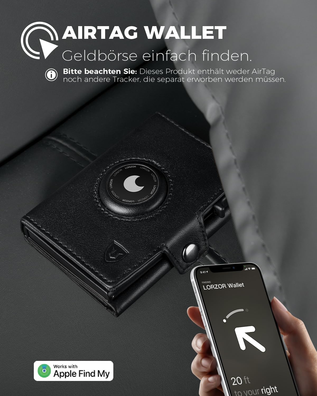Thumbnail 6 de LORZOR Airtag Wallet 10 Karten 👛