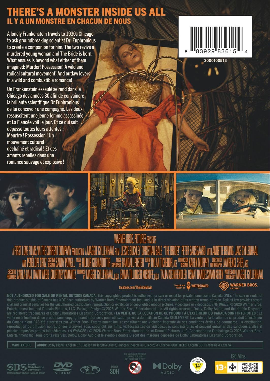 Detalle de The Bride! DVD-Video (NTSC) with Jessie Buckley and Christian Bale