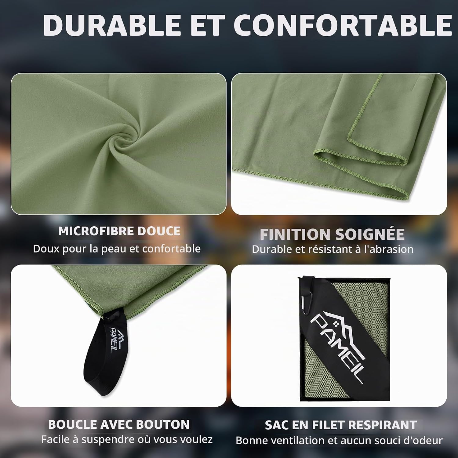 Thumbnail 4 de Pameil C004-066-DE microvezelhanddoekenset, 3 stuks voor fitness en sauna