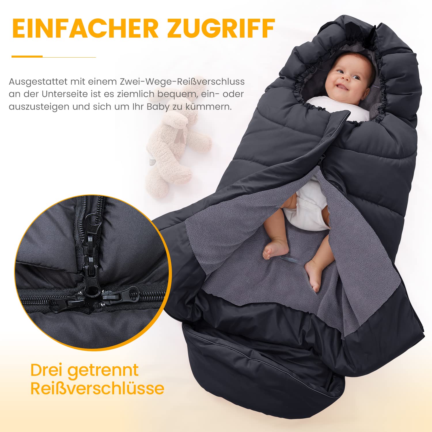 Detalle 2 de Orzbow Fußsack Kinderwagen 97×44 cm 👶