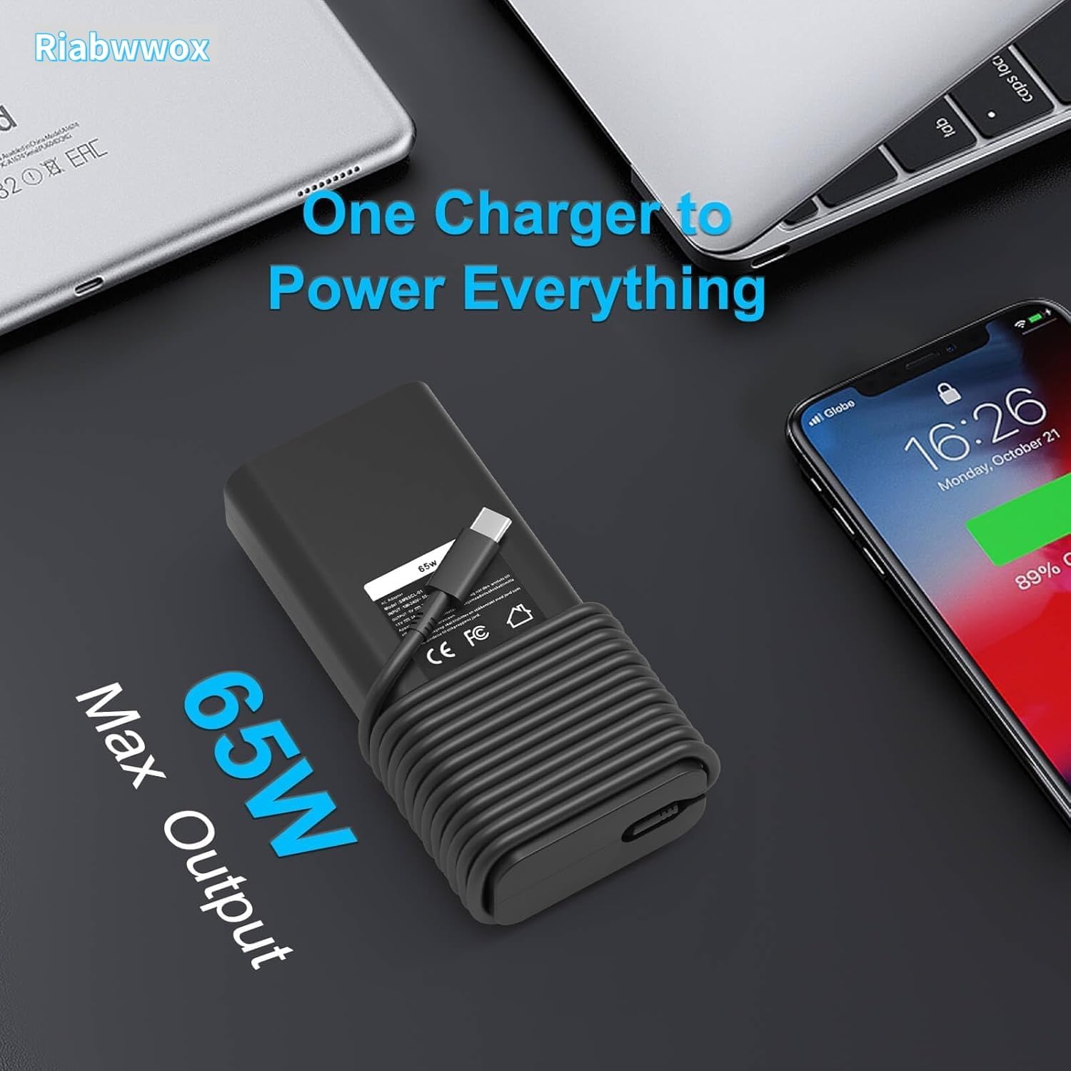 Thumbnail 6 de Riabwwox 65W USB-C Laptop Charger for Dell Latitude and XPS (Type-C) – Wide Compatibility