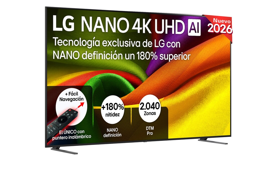 Detalle de LG NANO 4K UHD AI NU90 de 98'' (98NU900B6LB) con Copilot, 144 Hz y webOS 26 IA