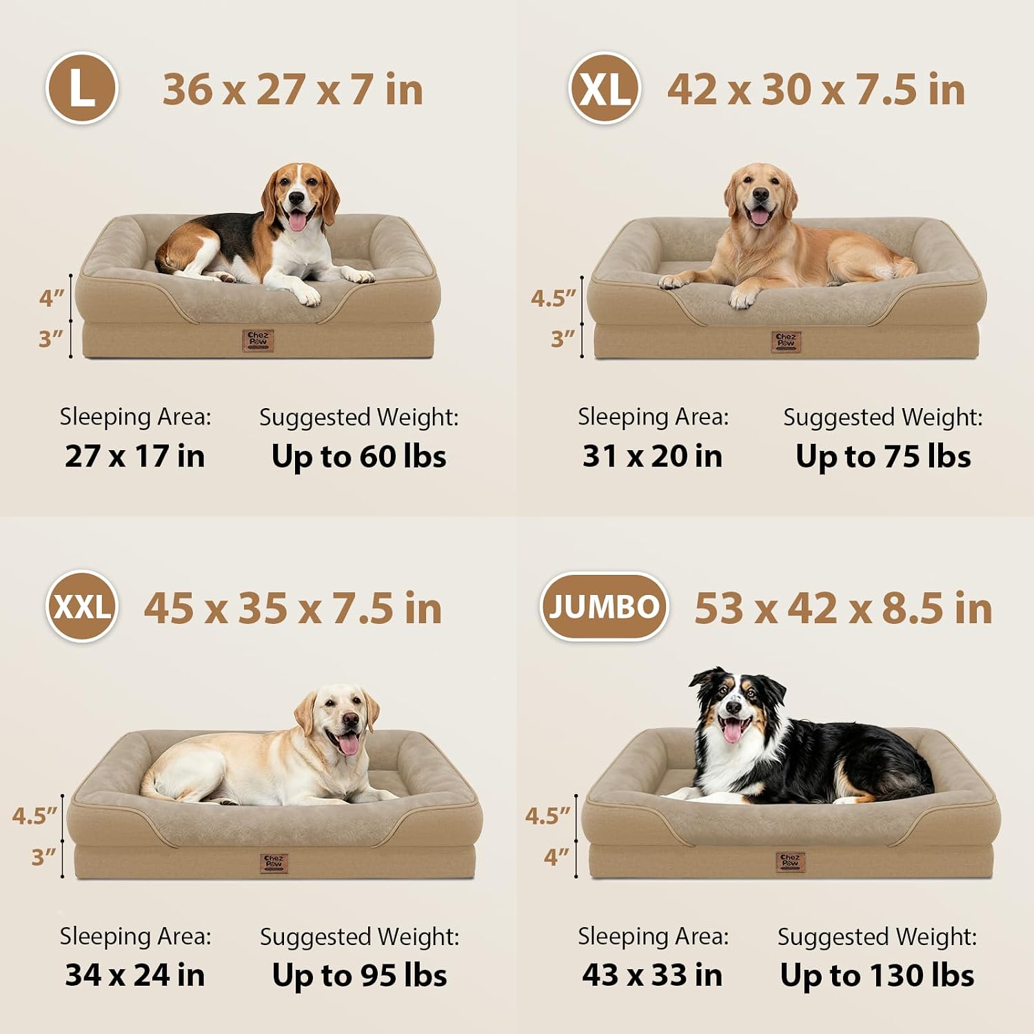 Detalle de Chez Paw orthopedic dog bed 42 x 30 inches
