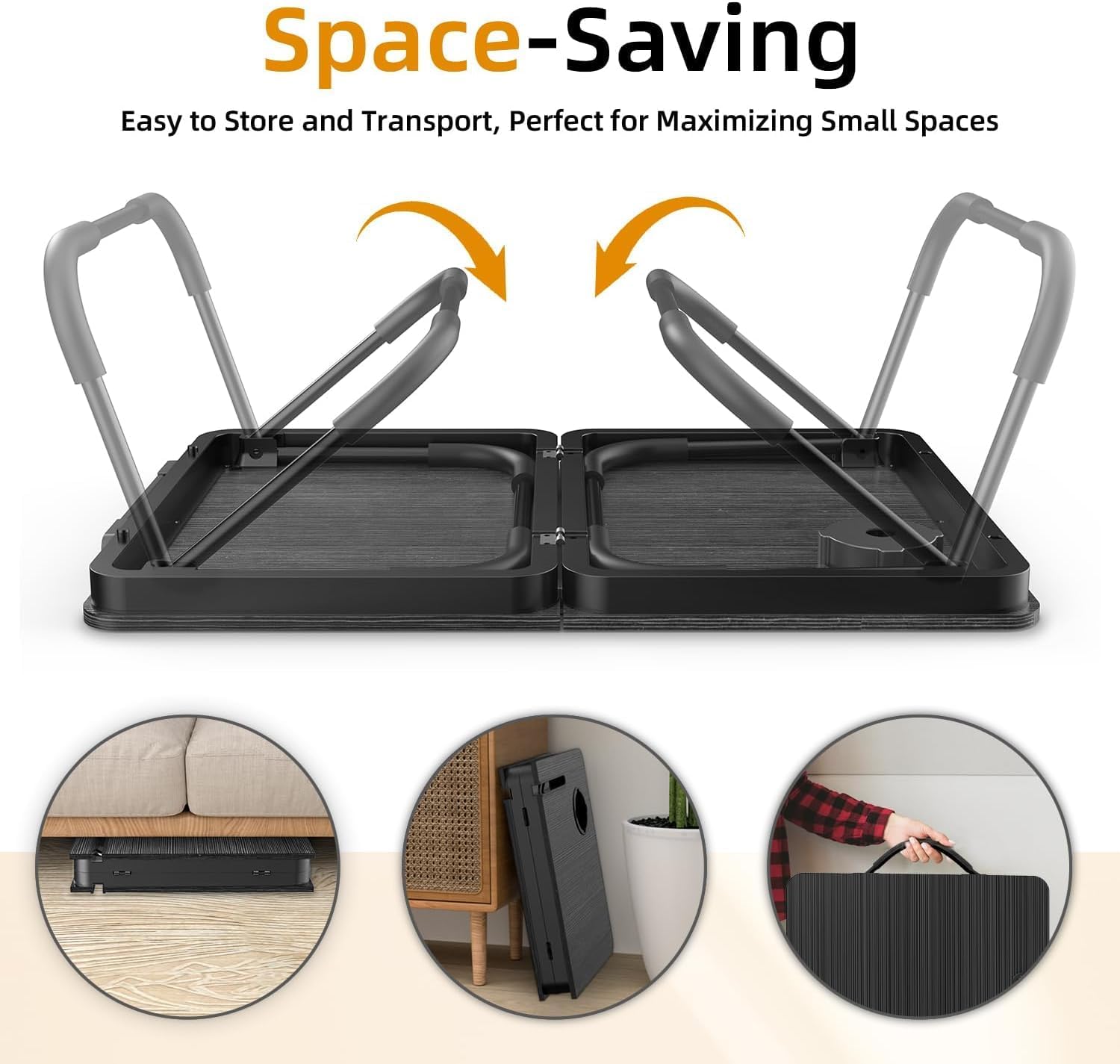 Detalle 1 de BUYIFY Foldable Laptop Desk for Bed and Couch with Cup and Phone Holders