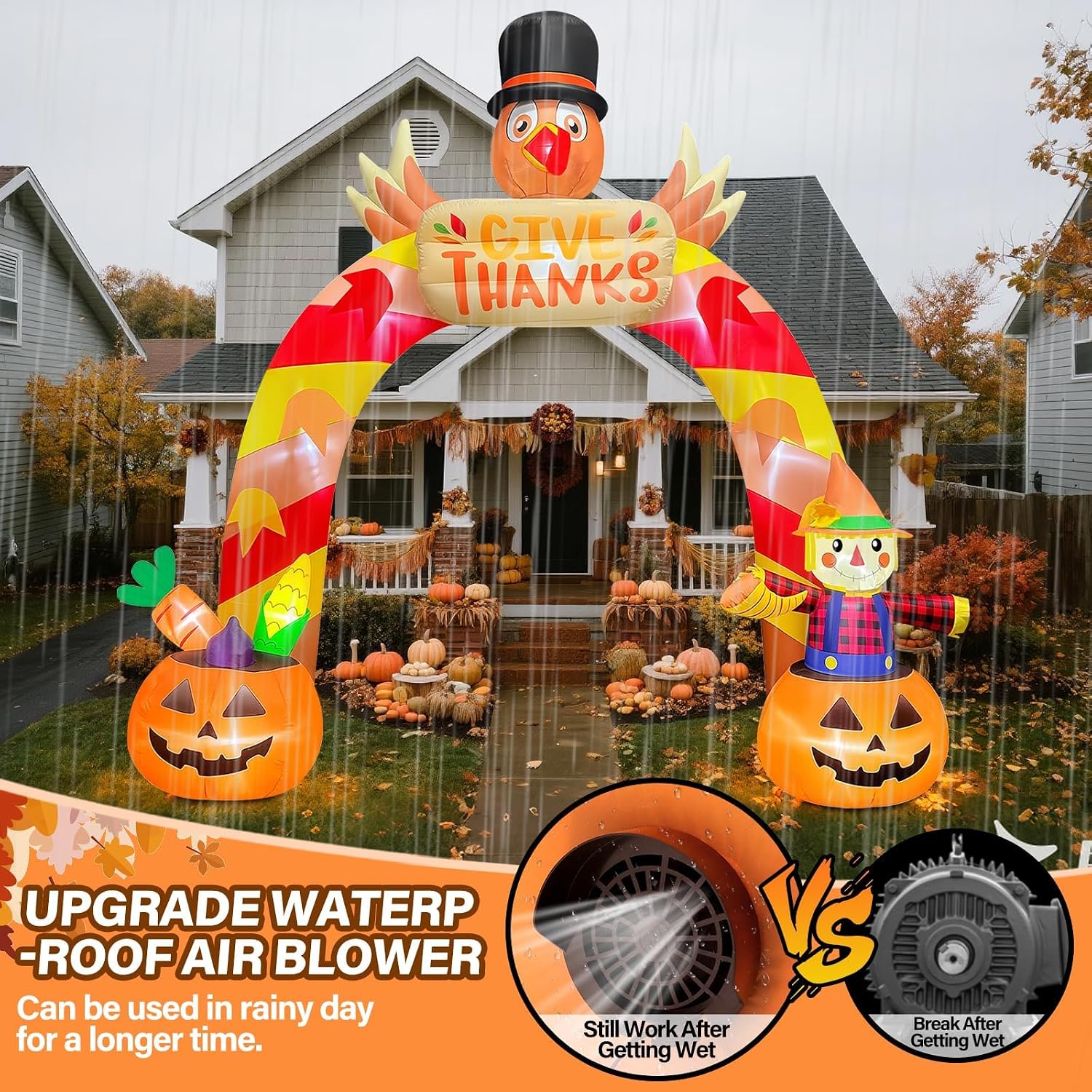 Detalle de Kalolary Yeahwork-K071 12FT Thanksgiving Turkey Inflatable Archway with LED Lights