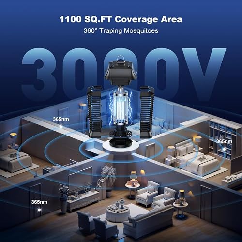 Detalle de Lámpara Antimosquitos Eléctrica 3000V de 20W YEEFON — IPX4, 360°/100m²