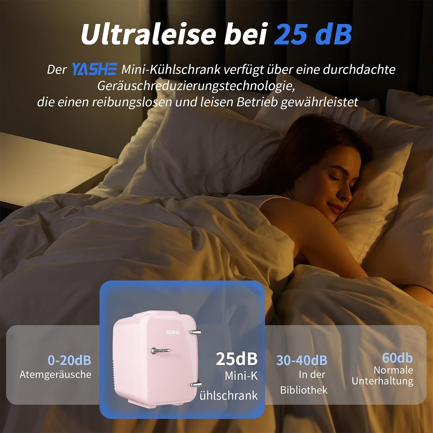 Thumbnail 6 de YASHE 4L Mini-Kühlschrank: Thermoelektrisch kühlen und wärmen, 220V/12V, rosa