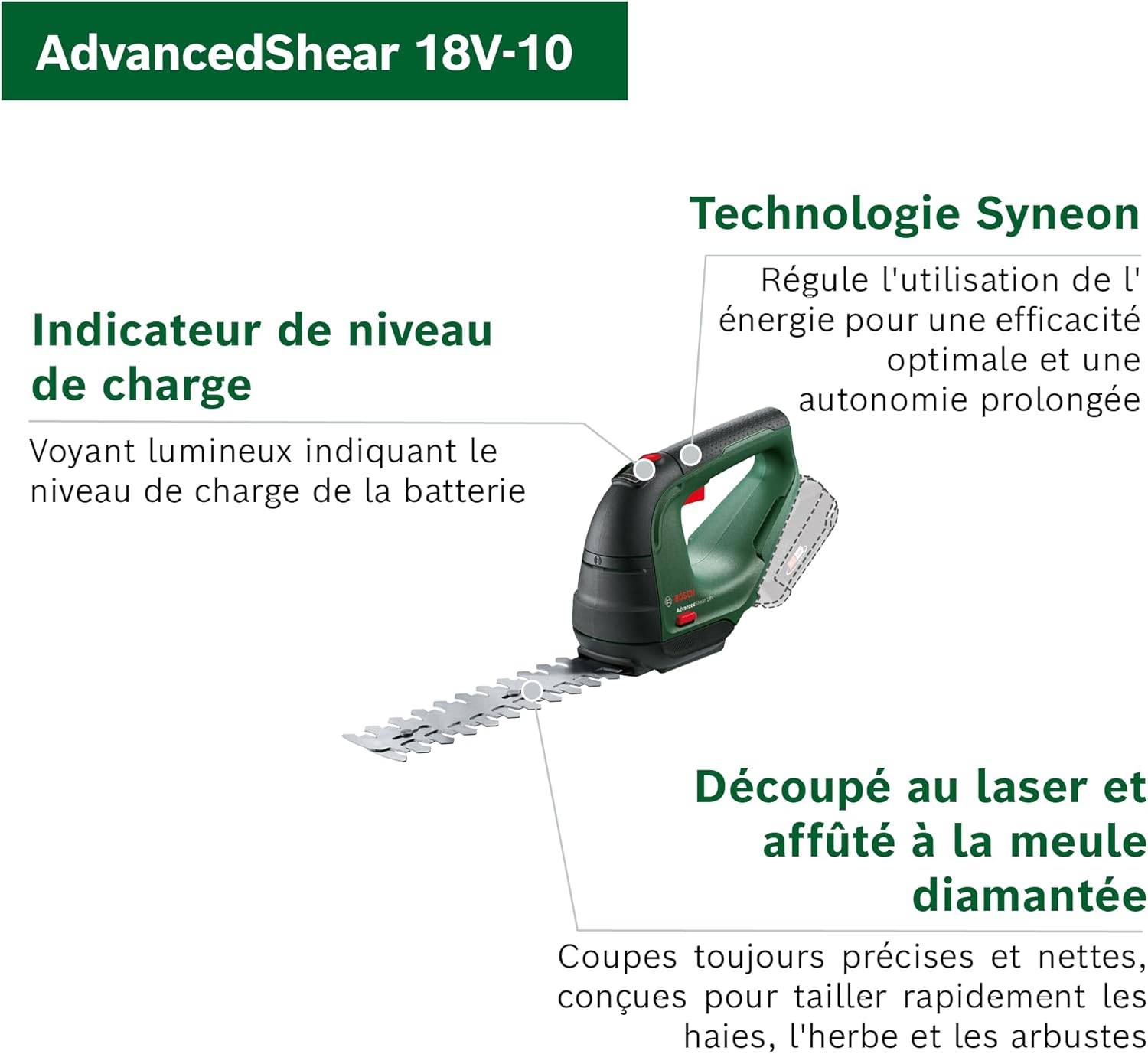 Thumbnail 3 de Bosch AdvancedShear 18V-10 sans fil – cisaille à gazon avec lames pour taille-herbes et sculpte-haies
