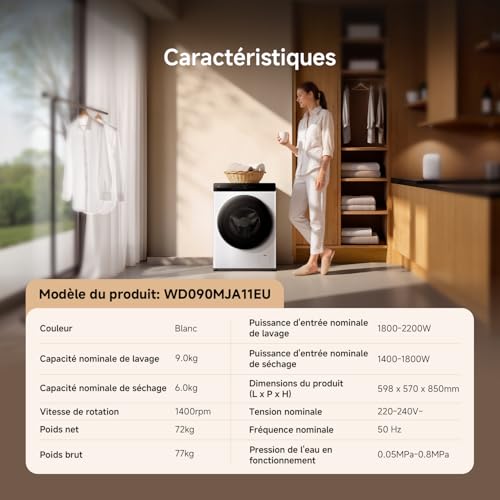 Thumbnail 10 de Xiaomi Mijia Lave-Linge Séchant Hublot Pro 9/6 kg – Lavage Intelligent et Steam Refresh