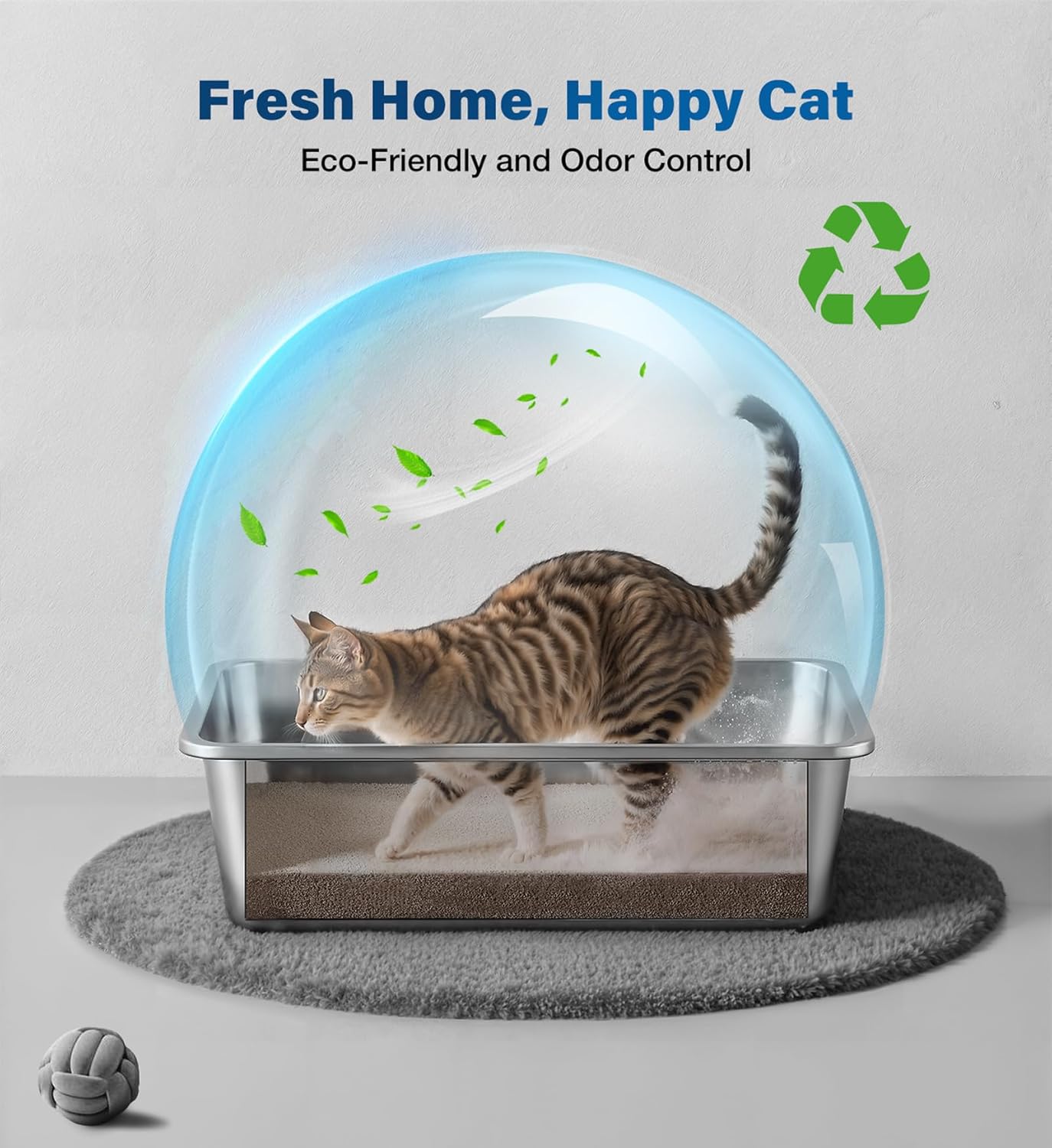 Detalle de Bac Litière en INOX pour Chats – 40×30×10 cm, antiadhérent et anti-odeurs
