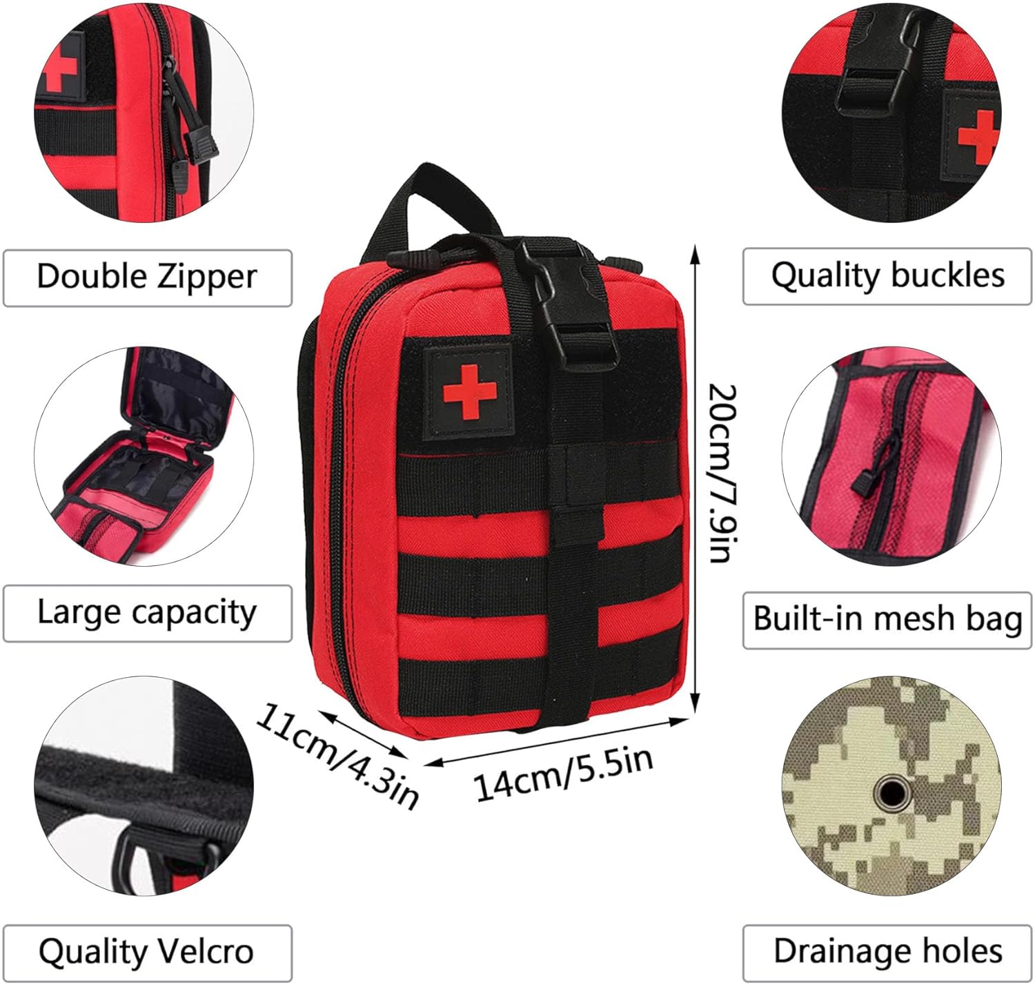 Detalle de Erste Hilfe Set: Medizinische Taktische Tasche – 17-in-1 Notfallkit für Camping, Jagd, Wandern & Alltag