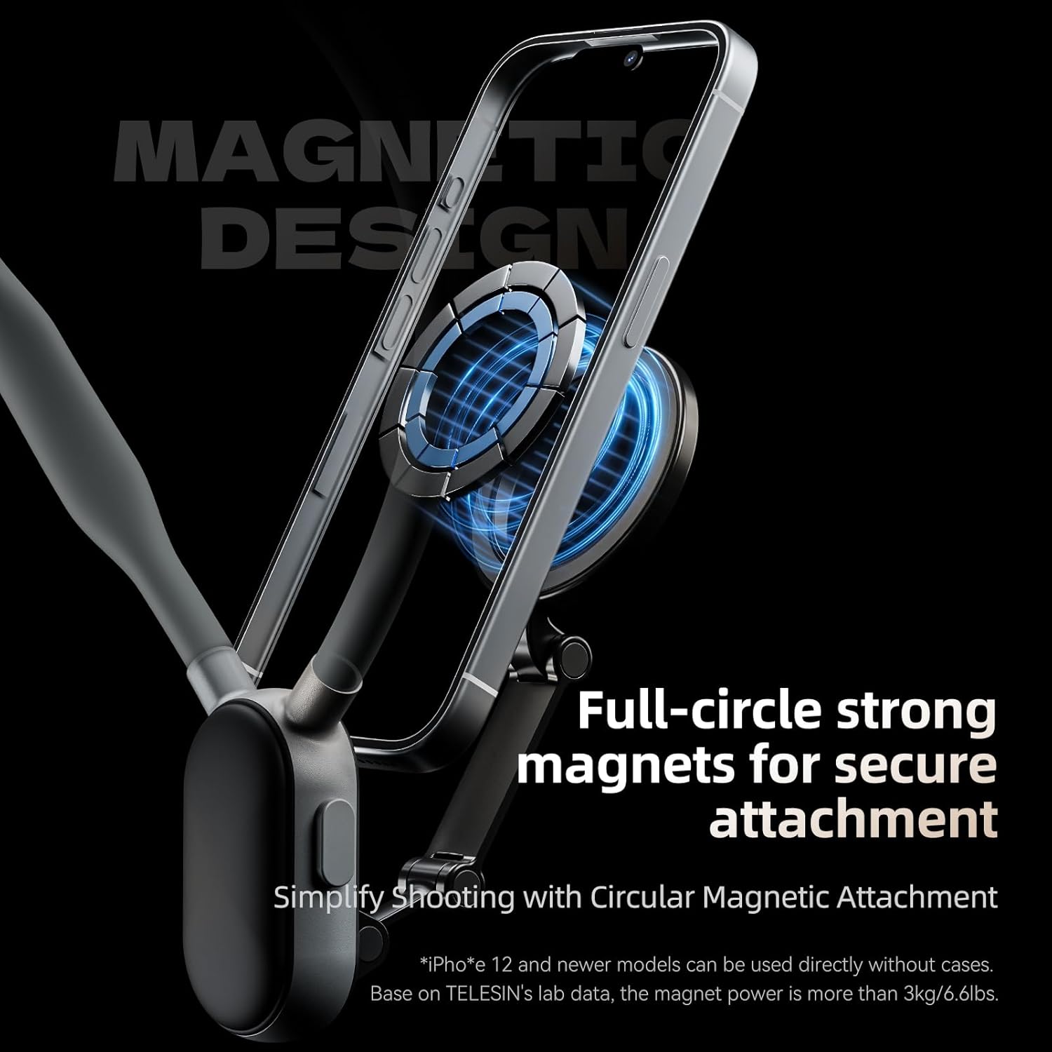 Detalle de TELESIN° Supporto Magnetico per Telefono da Collo: collana magnetica stabile per POV e vlog