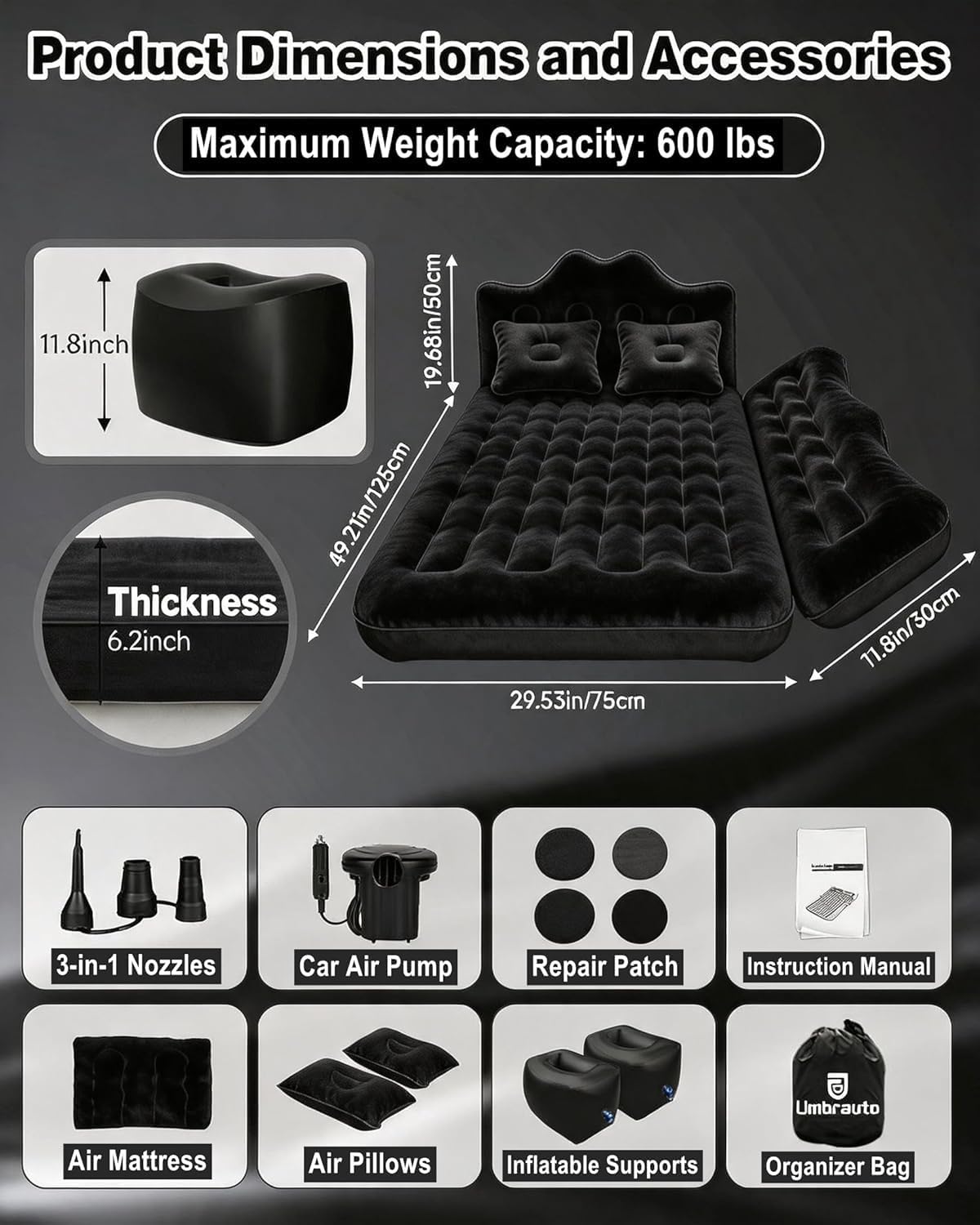 Detalle de Umbrauto Car Air Mattress PVC
