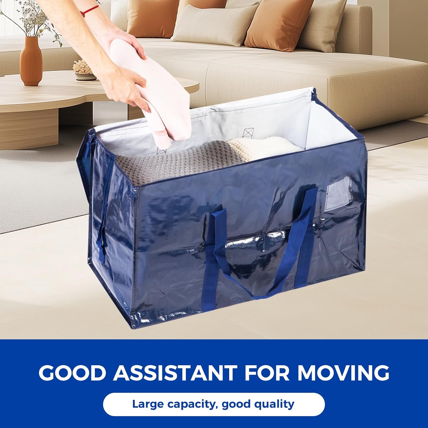 Detalle de ZFWDSY 93 L Moving Bags, 6-Pack: Clear Storage Bags with Zips & Handles for Easy Moving and Storage