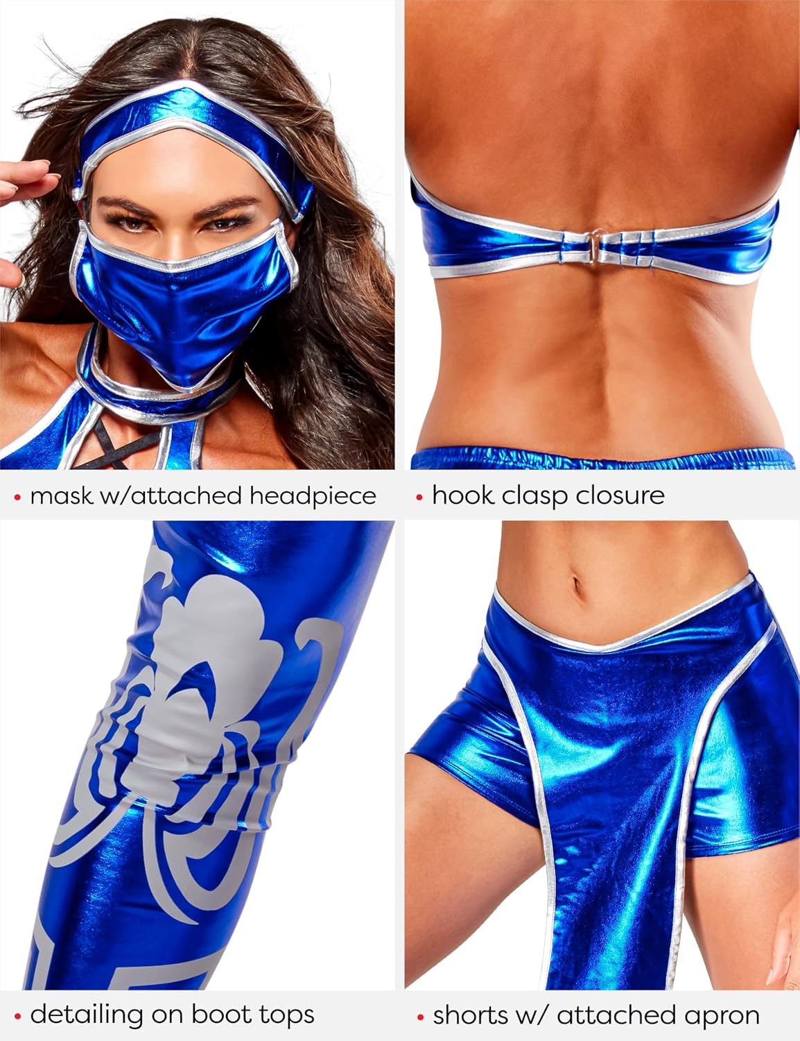 Detalle 1 de Secret Wishes Kitana Mortal Kombat Costume for Women with Mask and Boot Tops
