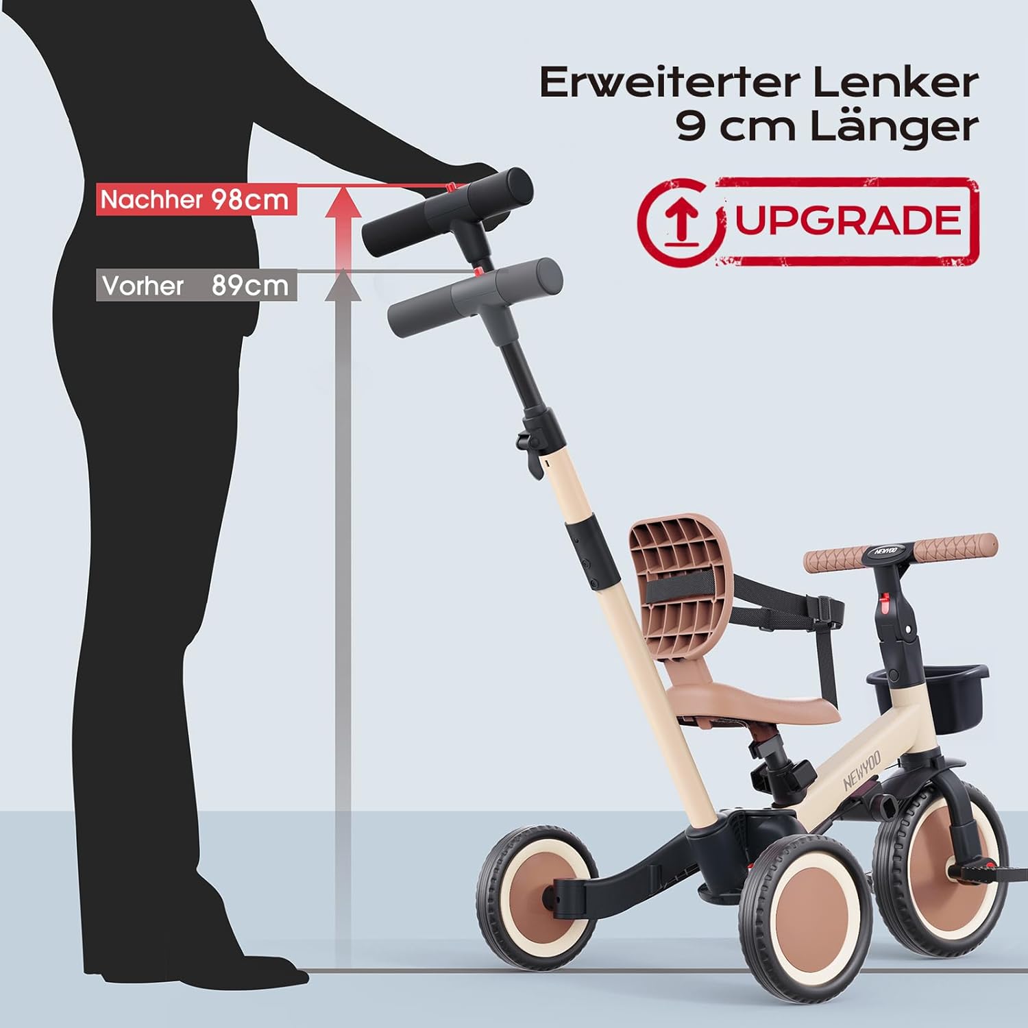 Thumbnail 5 de newyoo Kleinkinder-Dreirad mit Schiebegriff – 5-in-1 Kinderfahrrad für 1–3 Jahre