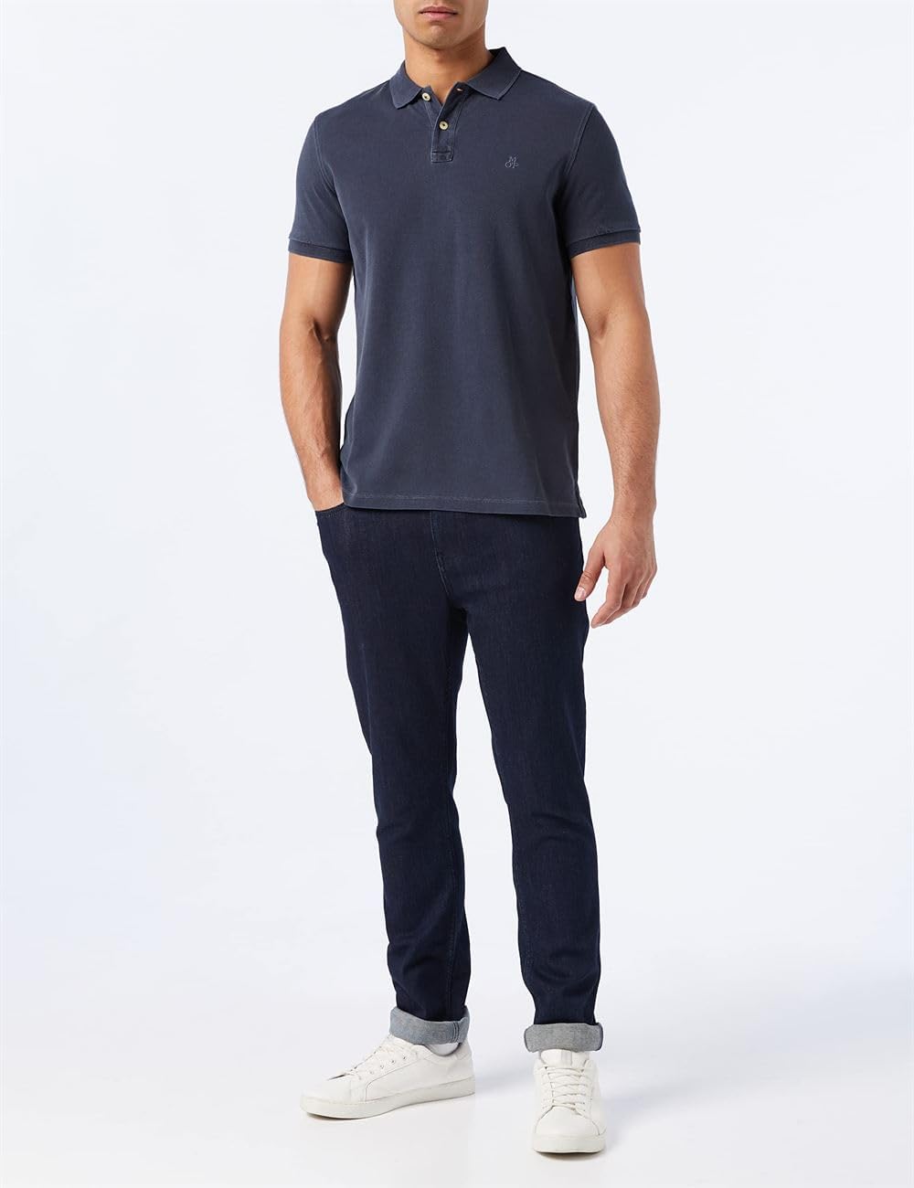 Detalle de Marc O'Polo Herren T-Shirt B21223053092 – Basic Polo in Bio-Baumwolle, Regular Fit