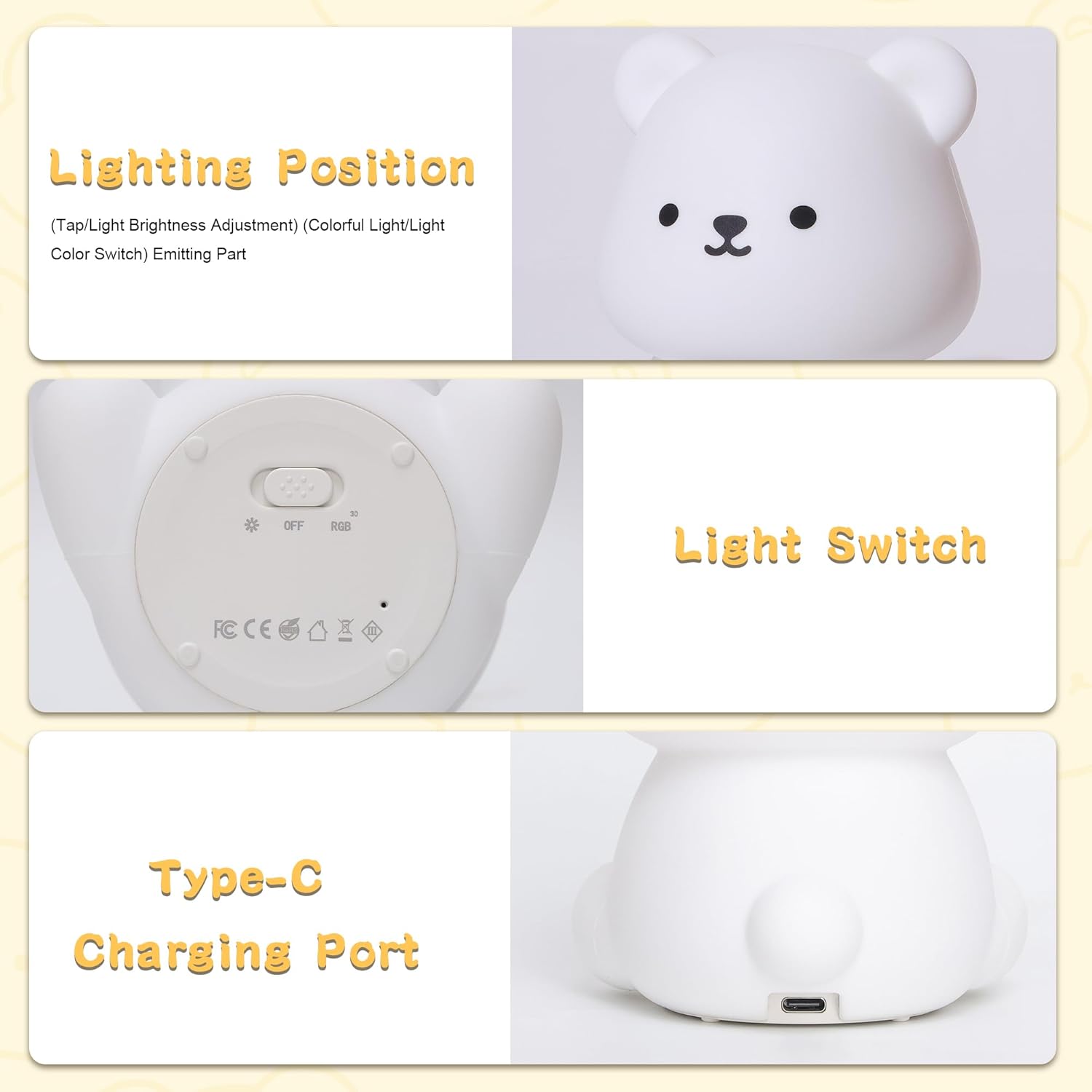 Thumbnail 6 de YuanDian Bear Night Light with 8 Colour Lights