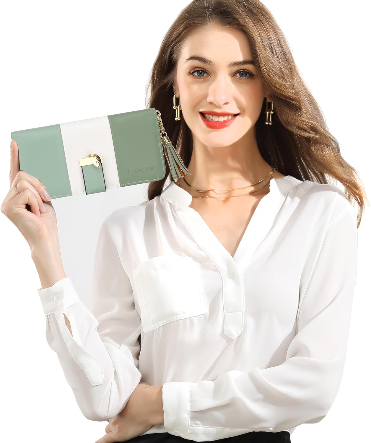 Thumbnail 1 de Pomelo Best RFID Womens Wallet – Large Capacity with 12 Card Slots and Phone Fit