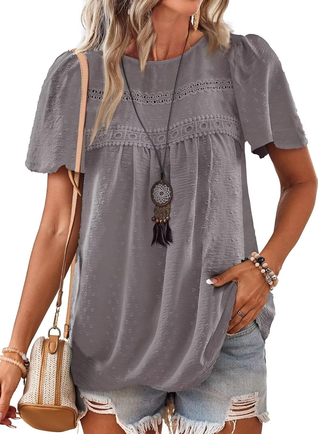 Thumbnail 5 de Falechay Boho Chic Crochet Lace Top – Lightweight Summer Crewneck Blouse