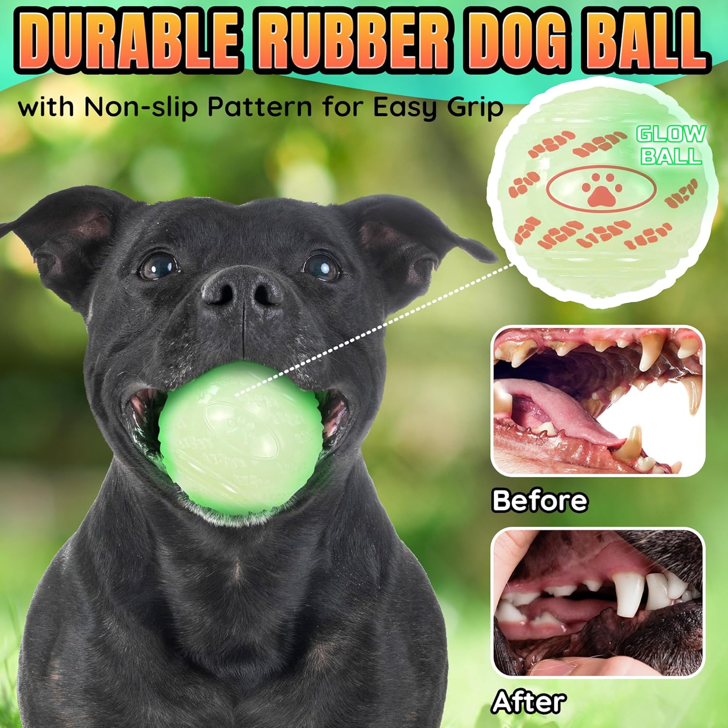 Thumbnail 4 de LECHONG 4-Pack Glow in the Dark Squeaky Dog Balls