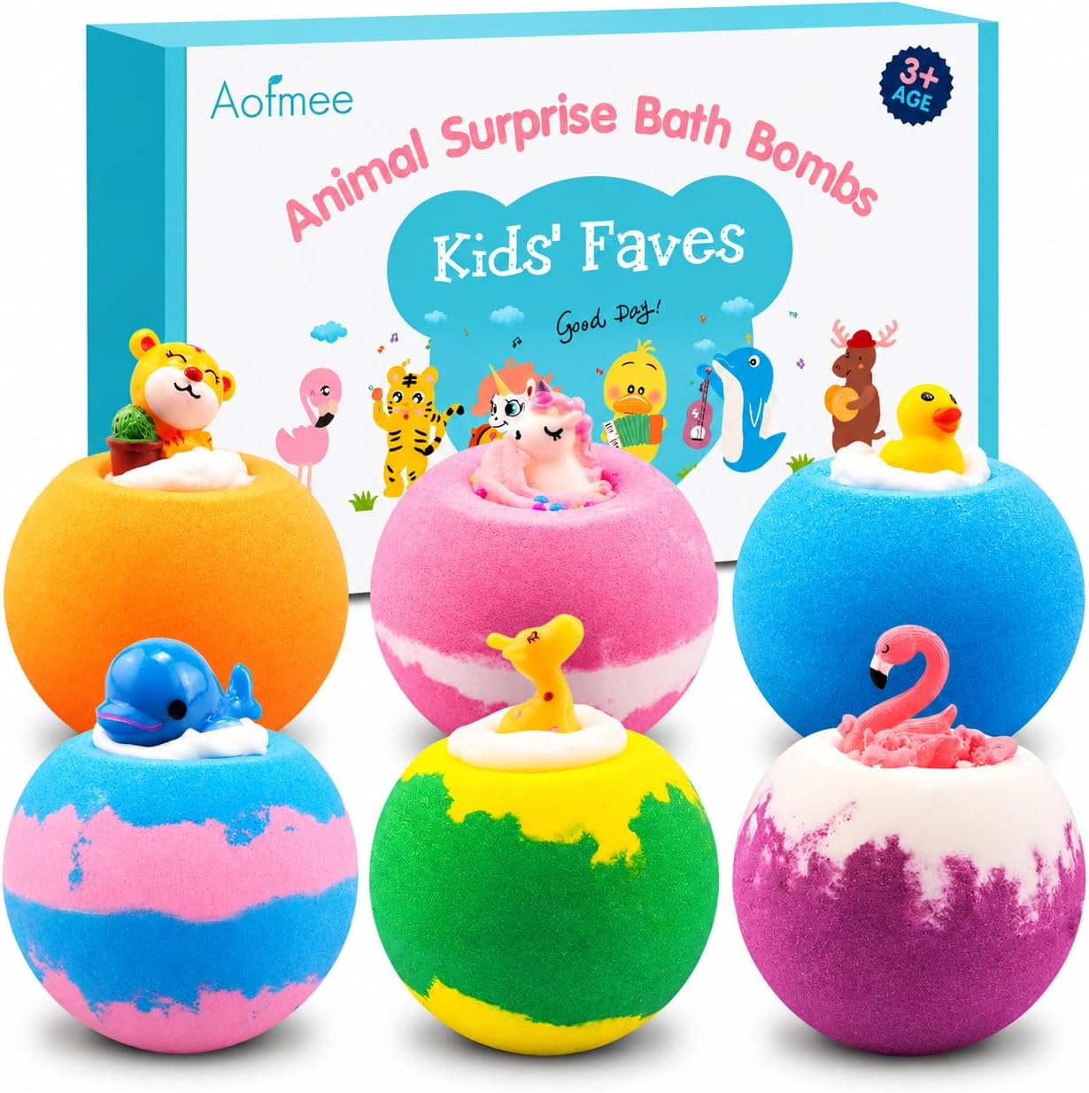 Detalle de Aofmee AOBB6T Kids’ Bath Bombs, 6-Pack with Surprise Toys