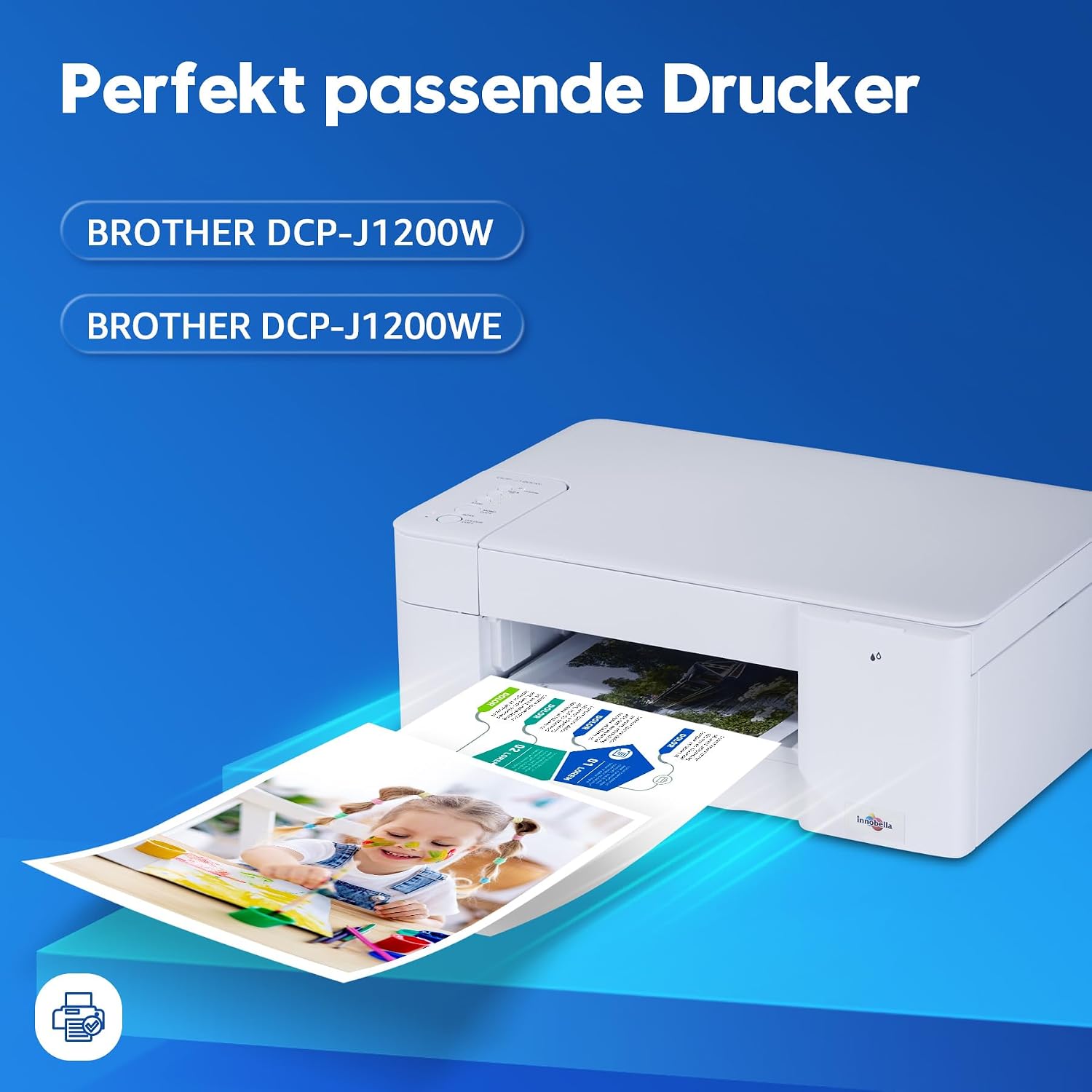 Detalle de ONLYU LC424 kompatible Brother LC424 für DCP-J1200W/DCP-J1200WE – 1× Schwarz, 1× Cyan, 1× Magenta, 1× Gelb