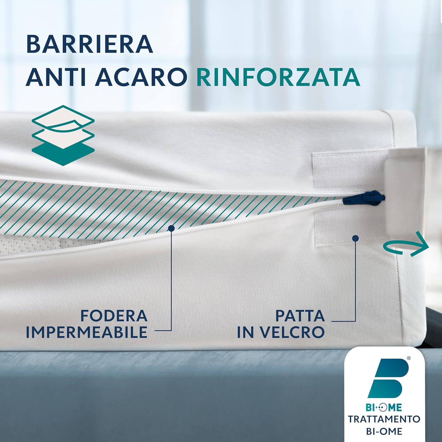 Thumbnail 2 de Dreamzie Coprimaterasso Singolo Impermeabile 90x200x28 cm con Chiusura a Zip a forma di L per Allergici
