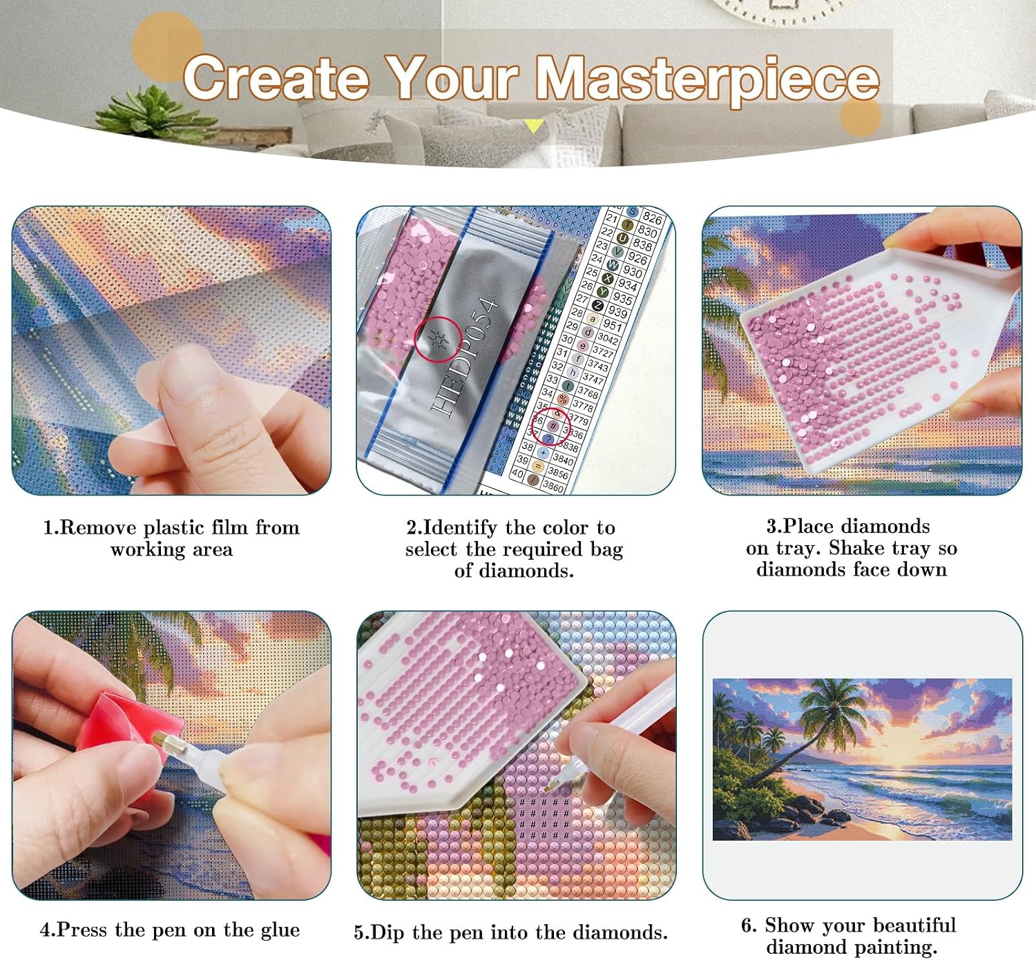 Detalle de HeeBenor Diamond Painting Kit, 27.5 x 15.7 Inch