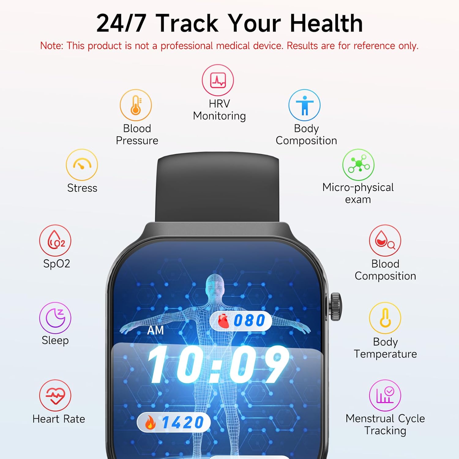 Thumbnail 3 de 2026 Smart Watch for Men with ECG+HRV, Blood Pressure, 2.2" 3D-Curved Display and Bluetooth Calling