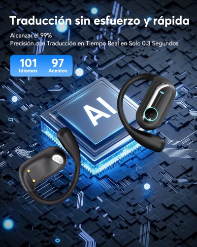 Detalle 2 de MOZC Auriculares inalámbricos Bluetooth con traducción en tiempo real: 198 idiomas, 60 h de batería y Bluetooth 6.1