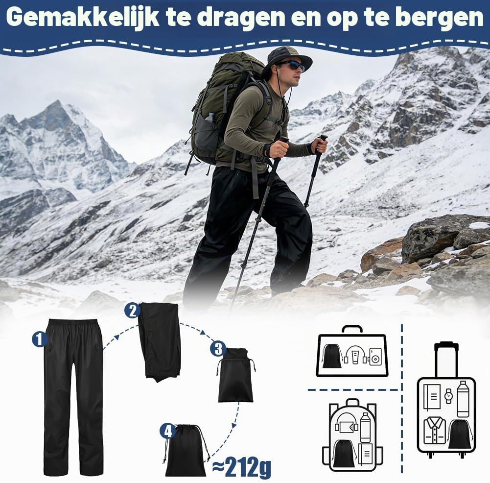Thumbnail 5 de BSBUY waterdichte wandelbroek voor dames en heren, winddicht en ademend
