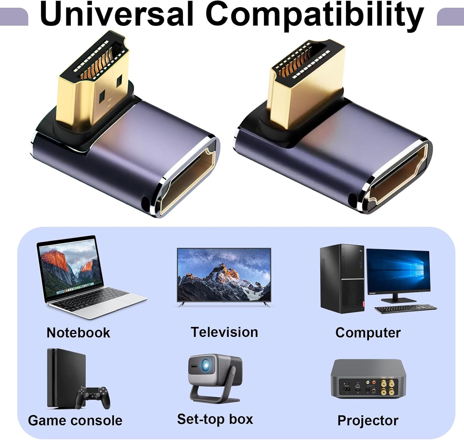 Thumbnail 4 de JUGCUT 2Pcs 8K HDMI 90 Degree Adapter – Right-Angle HDMI 2.1 (48Gbps) with LED Indicator