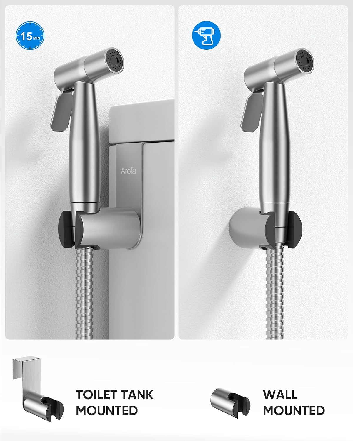 Detalle de Arofa HBS02CP-2 Hot and Cold Bidet Sprayer with Adjustable Water Flow
