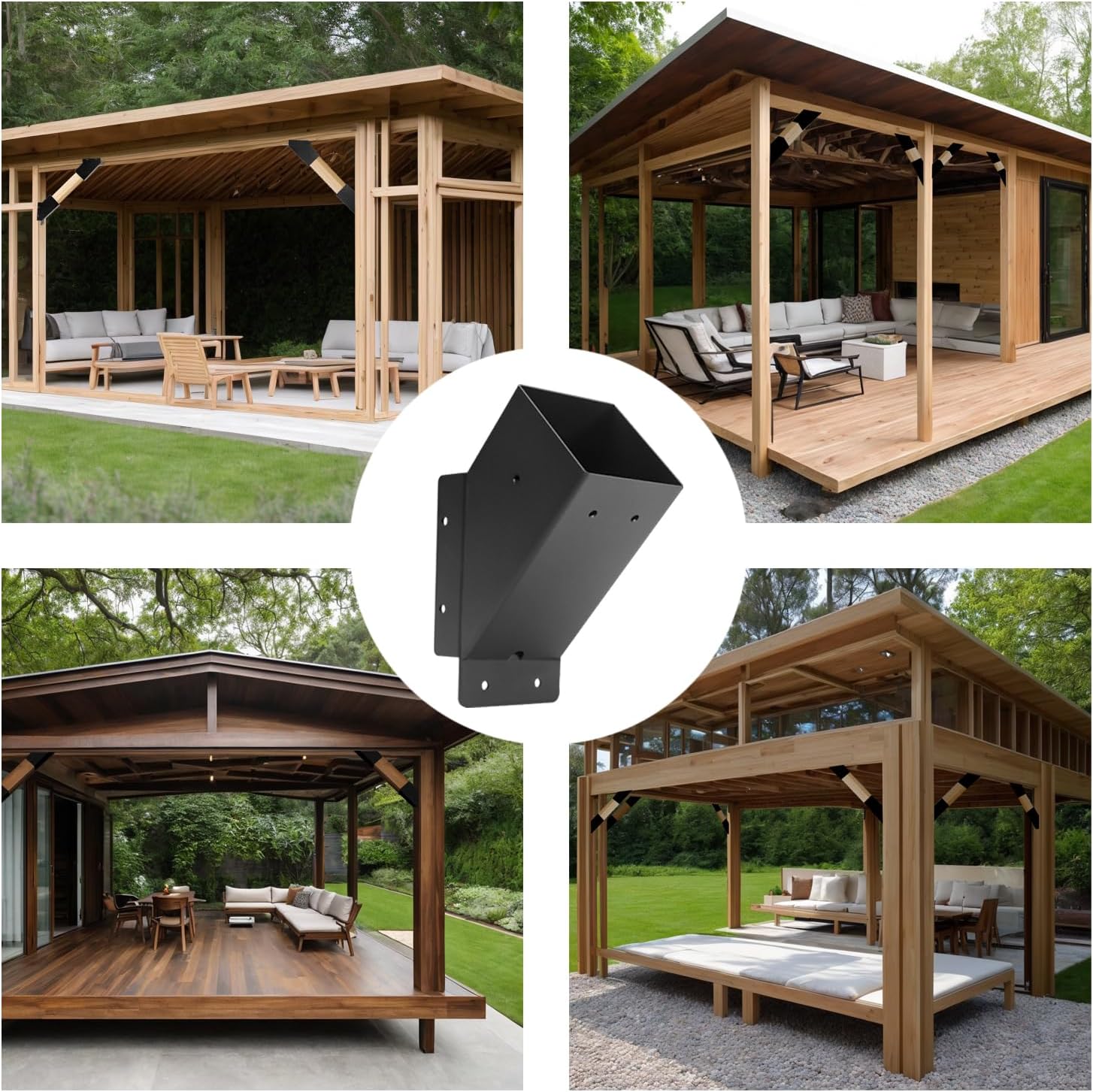Thumbnail 6 de 8 Pcs Pergola Bracket Kit 1.6"x3.6" 🛠