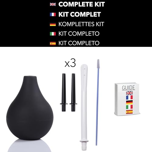 Detalle de Poire à Lavement Intime Takit 225 ml avec 3 Canules et Brosse de Nettoyage – Hygène et Confort
