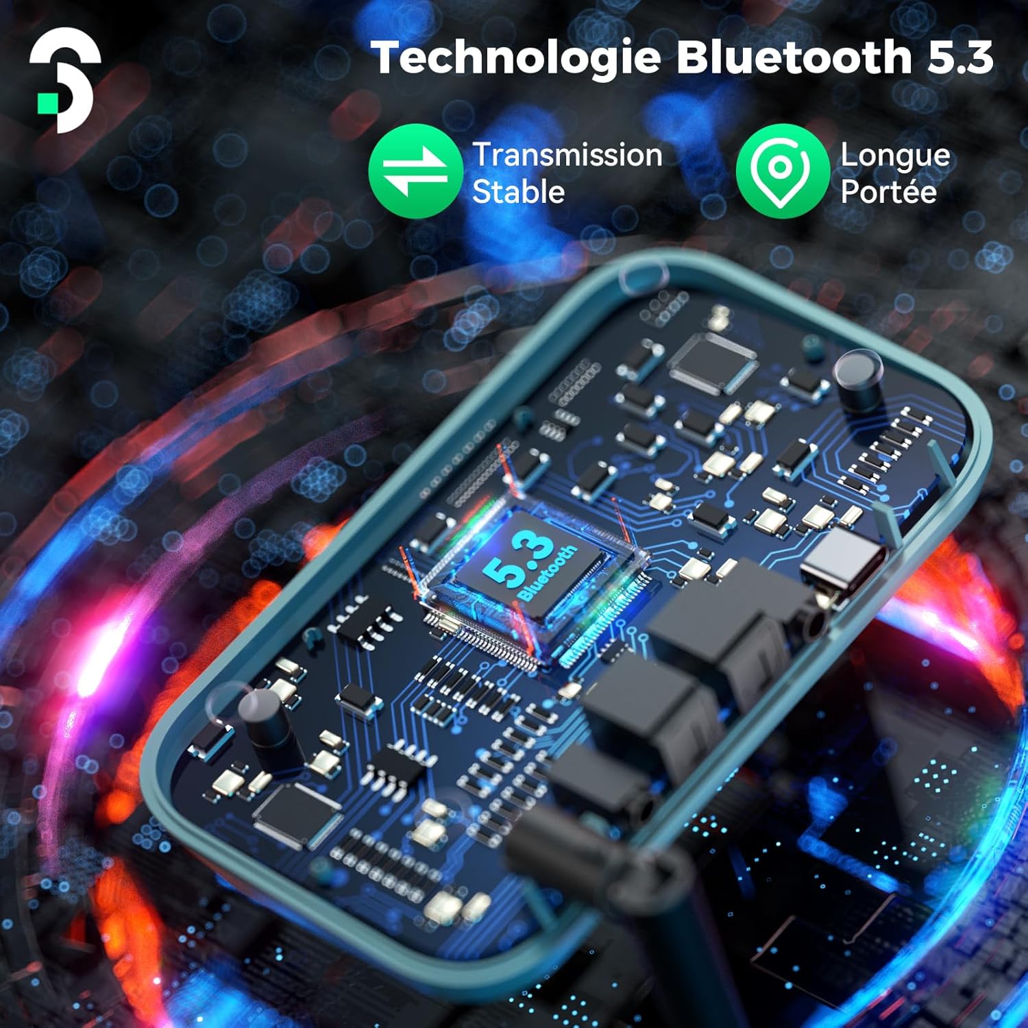 Thumbnail 6 de SOOMFON Émetteur-Récepteur Bluetooth 5.0 3 en 1 avec écran LCD — Transmetteur RX/TX et mode bypass