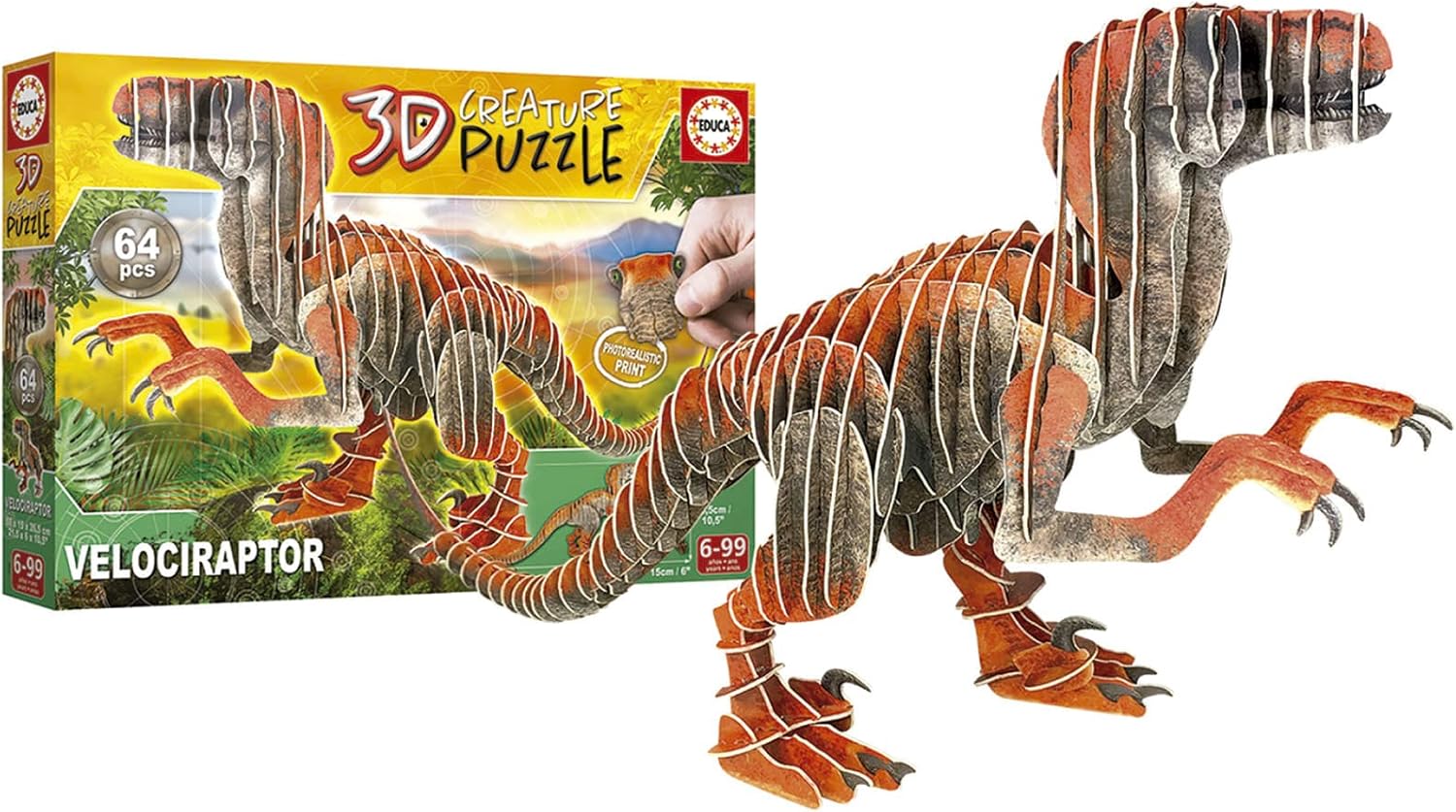 Thumbnail 4 de Educa Puzzle 3D Velociraptor 🦖 Set de construcción de Dinosaurios