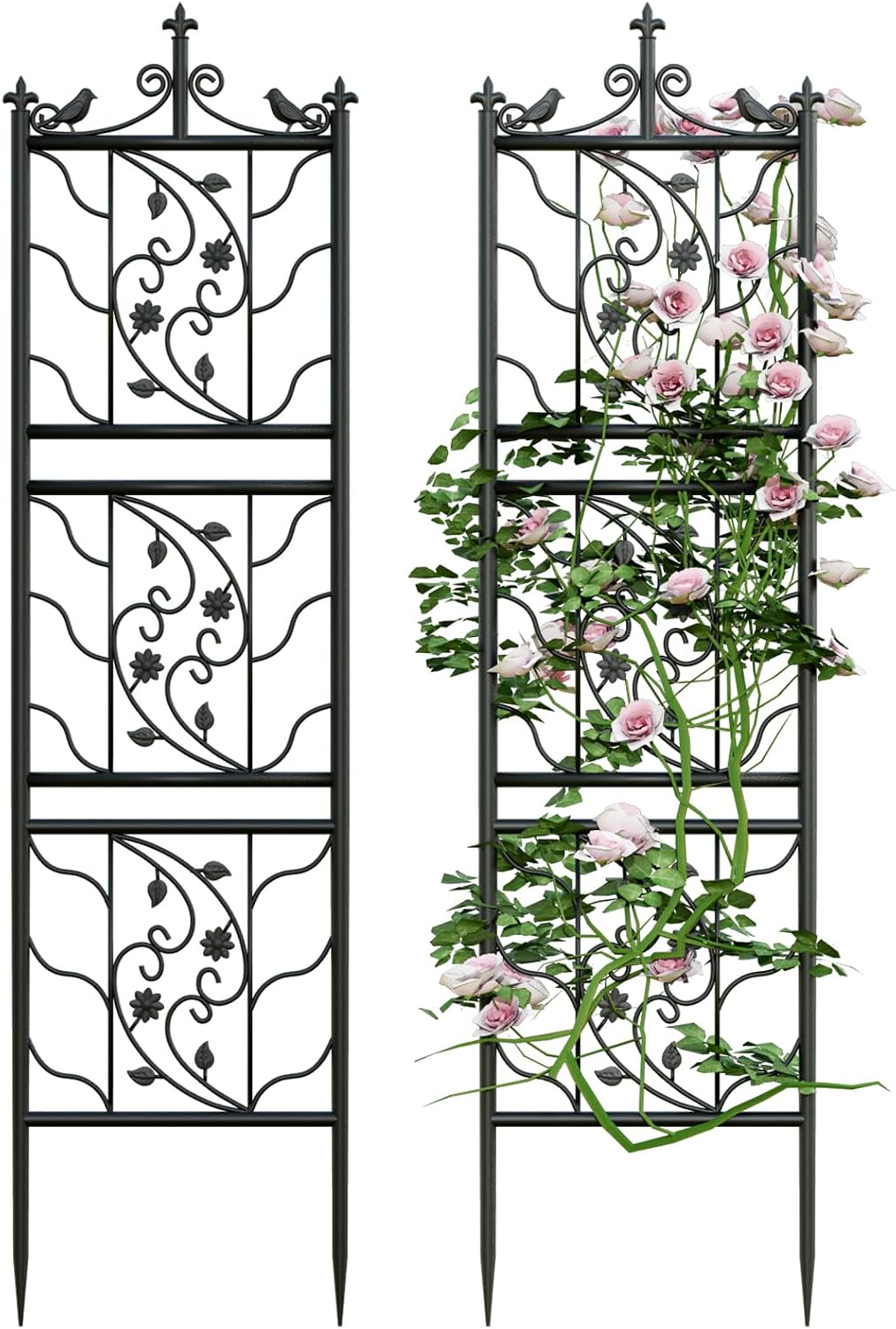 Detalle de Traliccio per Rampicanti in Metallo Nero – Set di 2 Graticolati da giardino 195x50 cm