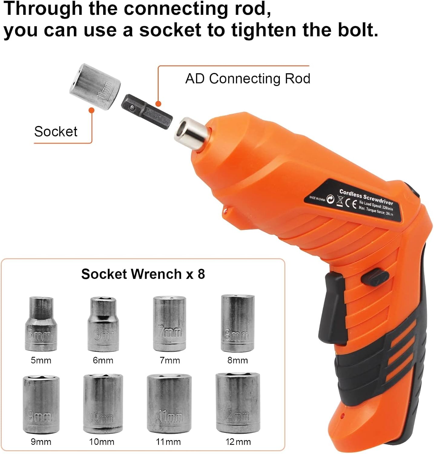 Thumbnail 6 de Electric Drill Screwdriver 49-in-1 Portable Cordless Set with LED Worklight and Rotatable Handle