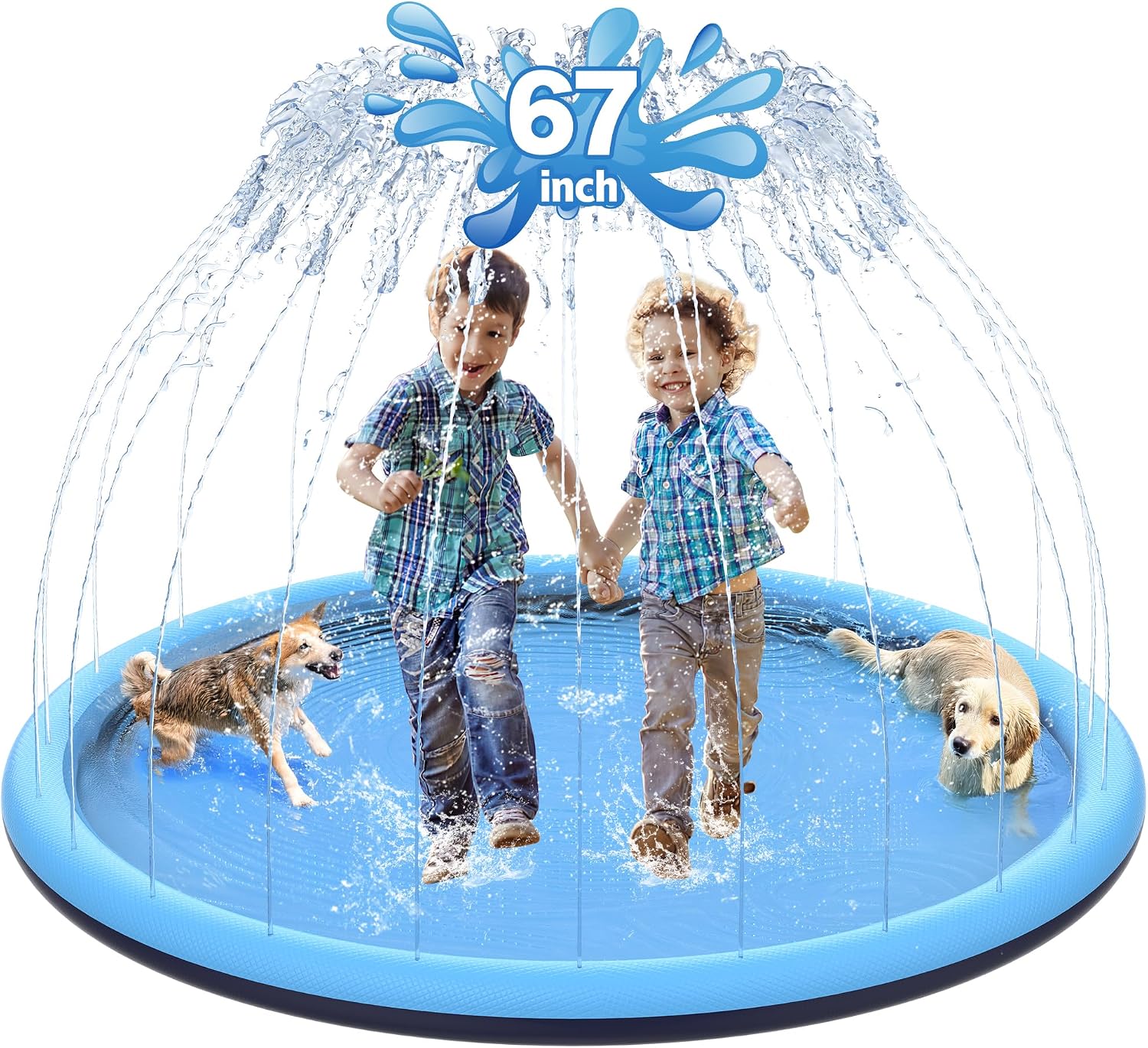 Detalle de CACSPS 67-inch Non-Slip Splash Pad for Kids and Dogs