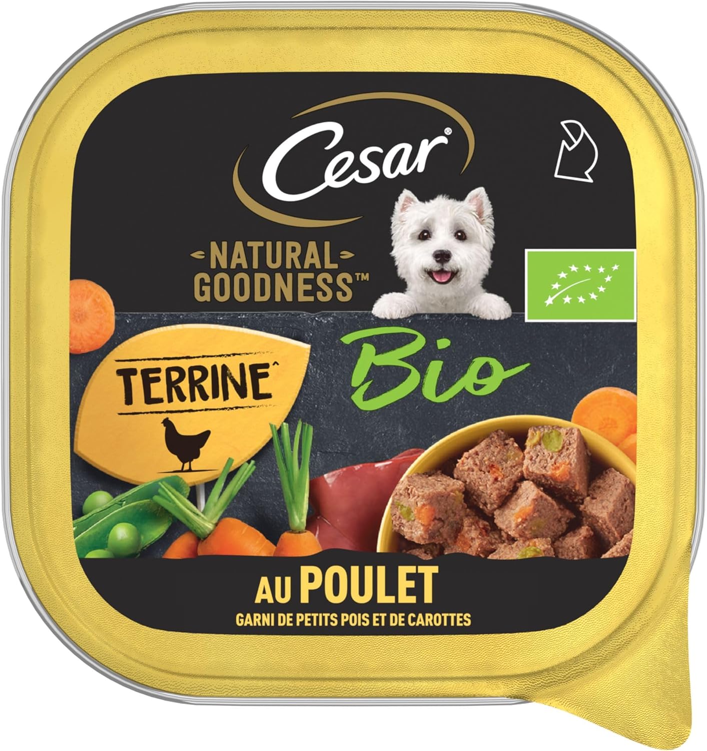 Thumbnail 6 de Cesar Barquettes Natural Goodness Bio Terrine – Nourriture humide pour chien, Poissons garnis de petits pois et carottes – Lot de 16 barquettes x 100 g